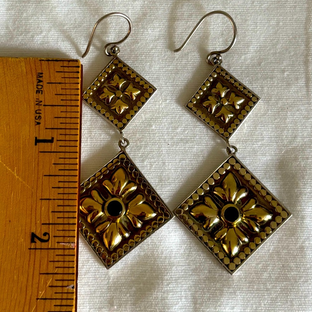 Anna Beck Fleur de Lis Blue Stone Earrings - Picture 4 of 5